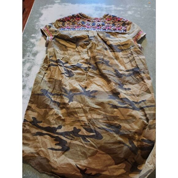 Johnny Was Ronnie Laceup Embroidered Camouflage Tunic Dress sz XS - Picture 5 of 5